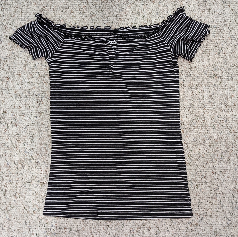 Seriously soft striped off the shoulder top